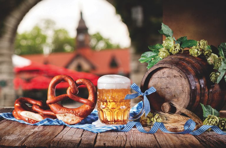 Beer Mug With Pretzel And Bavarian Decoration